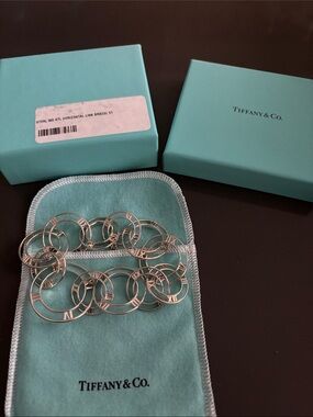 Tiffany & Co. Silver Roman Numeral Link Bracelet on Tiffany Blue Pouch